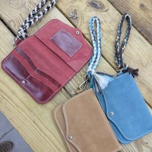 Suede Wristlet Trio - Red, Blue & Tan